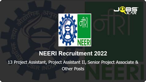 NEERI Recruitment 2022 Apply Online For 13 Project Assistant Project