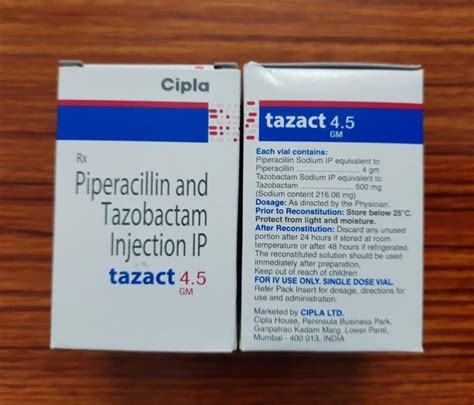 Cipla 4 5mg Piperacillin Tazobactam Injection 4 5 Gm At Rs 185 Vial In