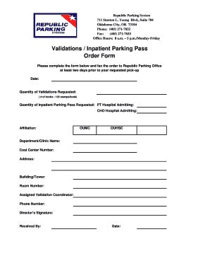 Fillable Online Ouhsc Request Form Validation Inpatient Parking