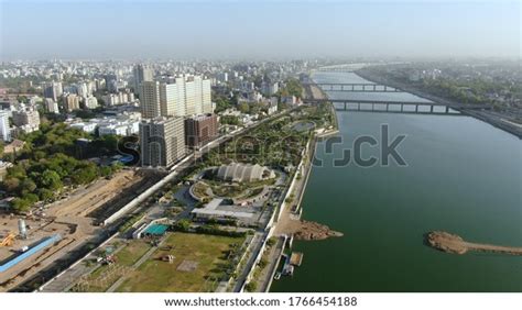 Aerial View Ahmedabadgujaratindia Riverfront Garden Skyline Stock Photo ...