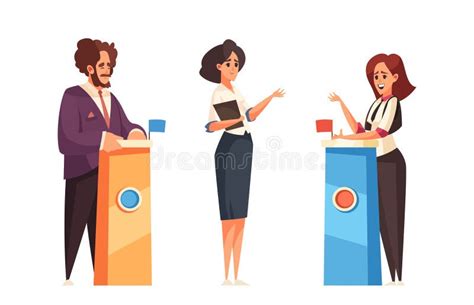 Political Talk Show 2x2 Compositions Stock Vector Illustration Of