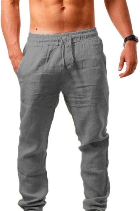 Pantaloni Harem Uomo In Cotone E Lino Classico Leggeri Pantaloni Casual