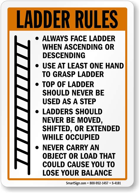 Ladder Safety Signs Ladder Rules Signs