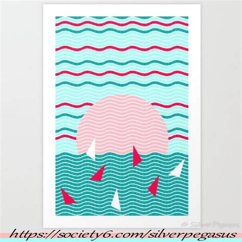 Hello Ocean Pink Sails Art Print By Silverpegasus Mint Green Wall Art