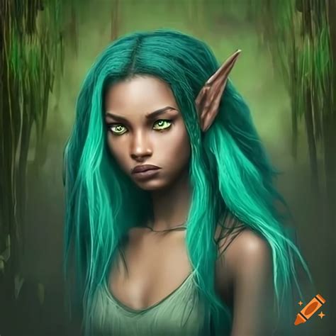 Portrait Of A Young Woman With Elf Ears In Front Of A Swamp On Craiyon