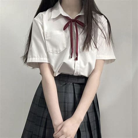 【台灣出貨】jk套裝 國中制服 學生制服 學院風套裝 春夏白色jk襯衫寬松日系原創百搭女短袖純色上衣格裙套裝 蝦皮購物