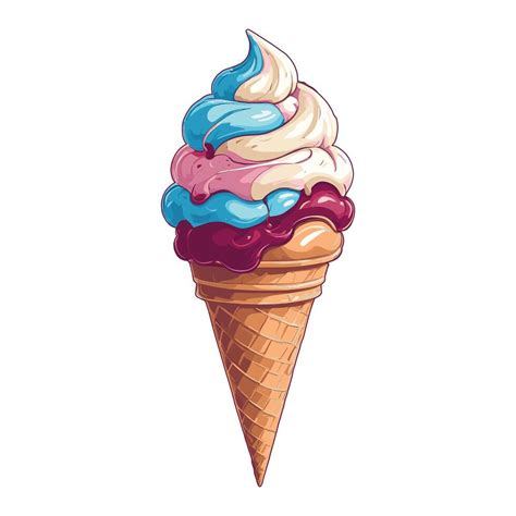 Colorful Ice Cream Cone Hand Drawn Illustration 48081261 Vector Art At