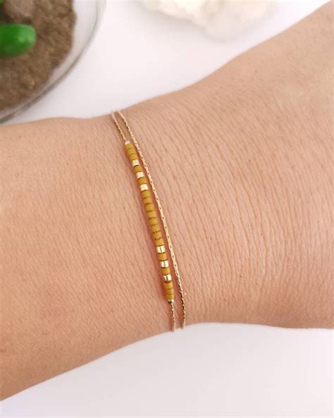 Pulsera Doble Ultra Fina Placa Minimalista Rellena De Oro K Y Perlas