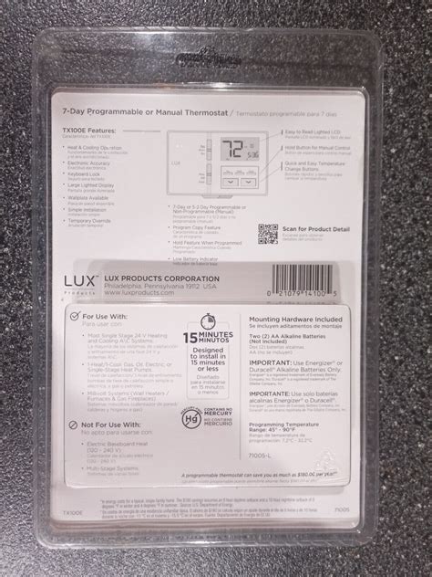 Lux Tx E Day Or Day Programmable Thermostat White Brand New