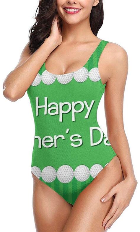 Quemin Women S One Piece Swimsuits Fathers Day Golf Backless Bikini