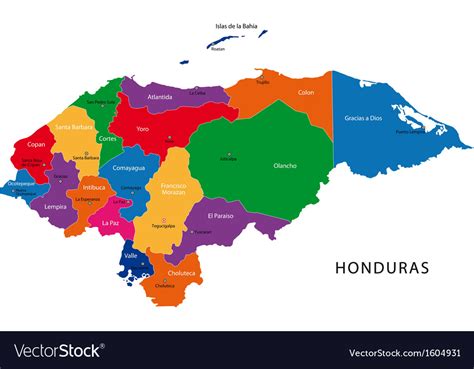 Honduras map Royalty Free Vector Image - VectorStock