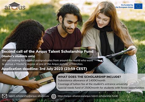 Arqus Talent Scholarship Fund Second Call Master S Students