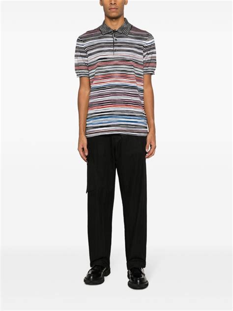 Missoni Striped Cotton Polo Shirt Black Farfetch