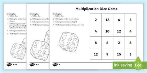 Multiplication Dice Maths Games | Twinkl Learning Resources