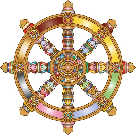 Clipart - Prismatic Ornate Dharma Wheel 2