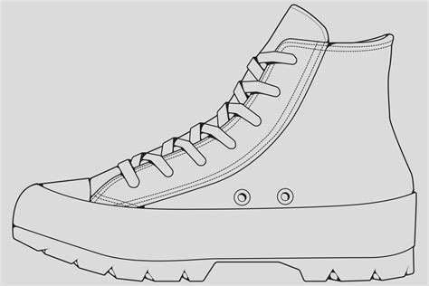 Shoes Sneaker Outline Drawing Vector Sneakers Drawn In A Sketch Style