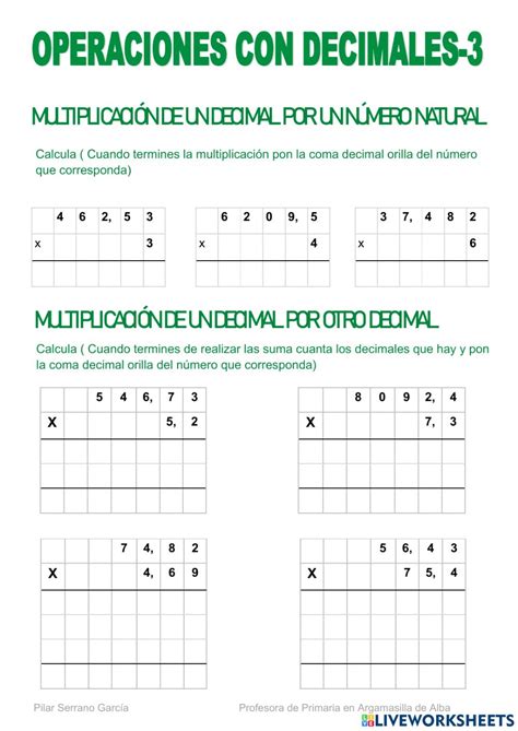 Operaciones Con Decimales 6 Primaria