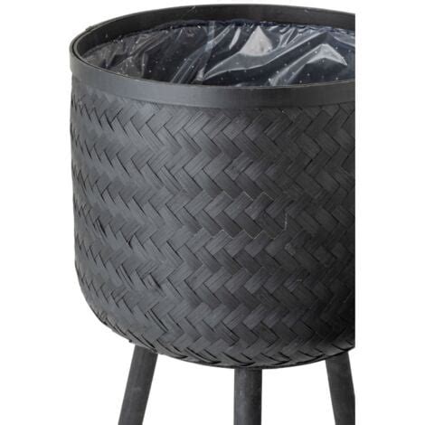 Set De Cache Pots Sur Pied En Bois Noir X X Cm