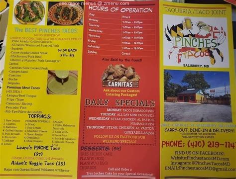 Online Menu of Pinches Tacos Restaurant, Salisbury, Maryland, 21804 - Zmenu