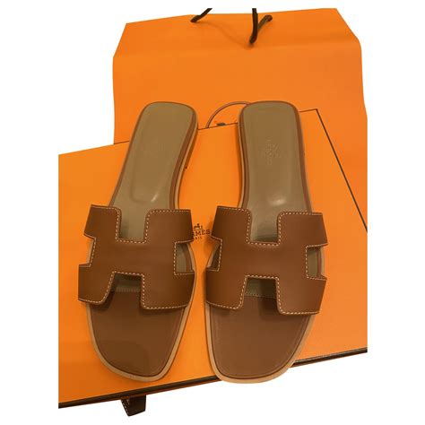 Hermès Oran Sandal Brown Leather Ref198346 Joli Closet