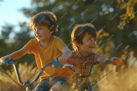 Premium Photo | Highlight kids riding a tandem bike