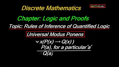 Universal Modus Ponens Rules Of Inference Logic Discrete Mathematics Undergraduate Level