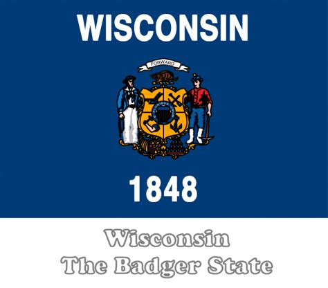 Large, Horizontal, Printable Wisconsin State Flag, from NETSTATE.COM