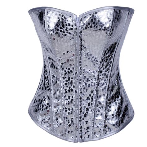 Masquerade Costume Hire Metallic Silver Corset