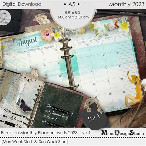 Printable Monthly Planner Inserts 2023 in A5 Size No. 1 - Etsy