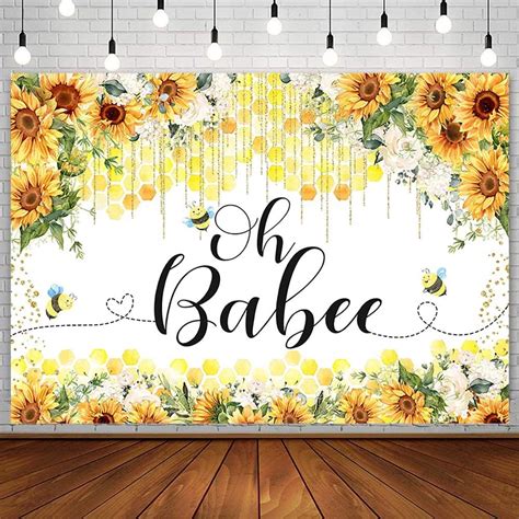 Amazon AIBIIN 7x5ft Oh Babee Backdrop For Baby Shower Sunflower