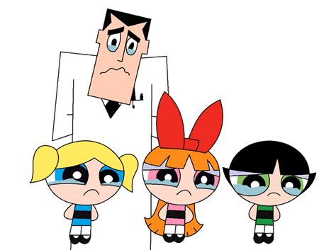 Professor And The Powerpuff Girls About To Cry By Stephen Fisher On