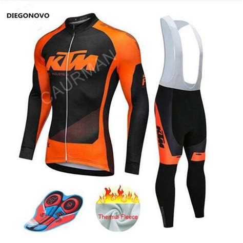 Ktm Cycling Jersey Men Pro Team Winter Thermal Fleece Long Sleeve