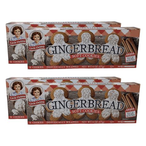 Little Debbie Bakery Snacks - Soft Gingerbread Cookies, 4 Boxes, 32 ...