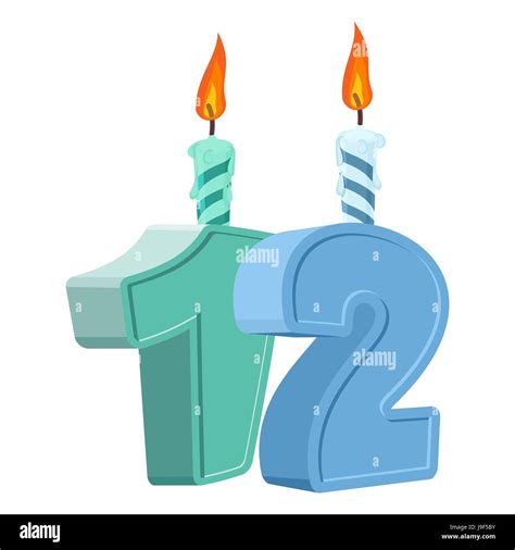 Premium Vector Cute Cartoon 12 Year Birthday Festive Cake With Candle Images And Photos Finder