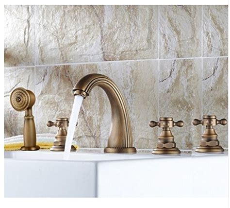 Buy Gowe Antique Brass 5pcs Tub Faucet Three Handles Deck Mounted