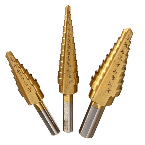 Drillpro Pcs Hss Round Shank Titanium Coated Quick Change Step Drill