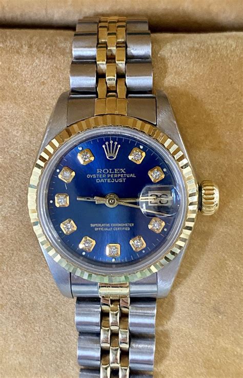 Sold At Auction Ladies Rolex Oyster Perpetual Diamond Dial 18ct Gold