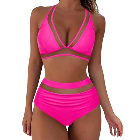 Szxzygs Swimsuit For Women 2024 Plus Size Top Women High Waisted Bikini Sexy Push Up Two Piece