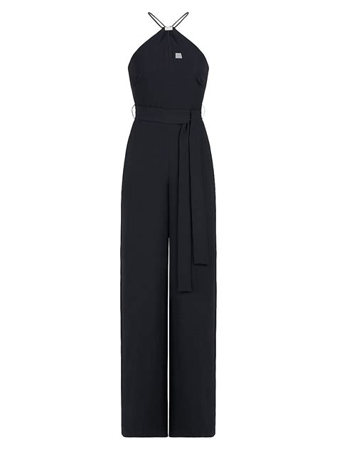 Halston Ema Halter Wide Leg Jumpsuit Black Editorialist