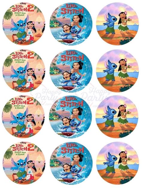 Lilo And Stitch Edible Cupcake Topper Cm Round Uncut Images Decoration