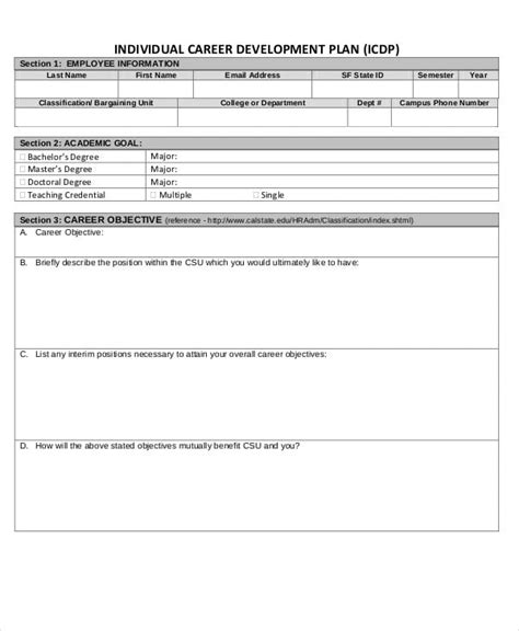 Individual Development Plan Template Word Doctemplates