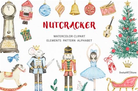 Watercolor Christmas Nutcracker Set Masterbundles