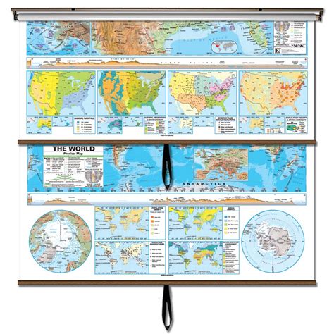 Usworld Advanced Physical Wall Map Combo Wbackboard Advanced Physical Classroom Wall Maps