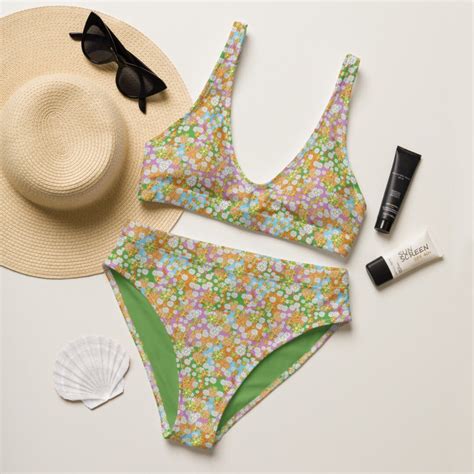 High Waisted Bikini From Eco Friendly Sustainable Recycled Etsy