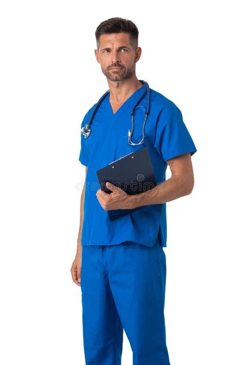 Nurse In Uniform Isolated On White Stock Image Image Of Folded
