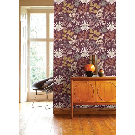 Praslin Merlot Botanical Wallpaper By A Street