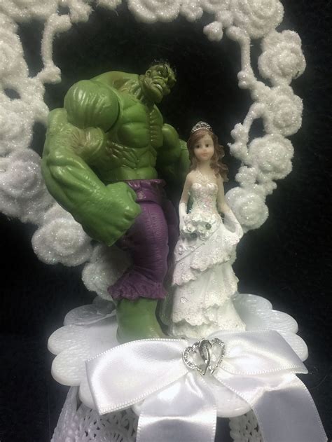 Hulk Bride Wedding Cake Topper Top Super Hero Heart Funny - Etsy