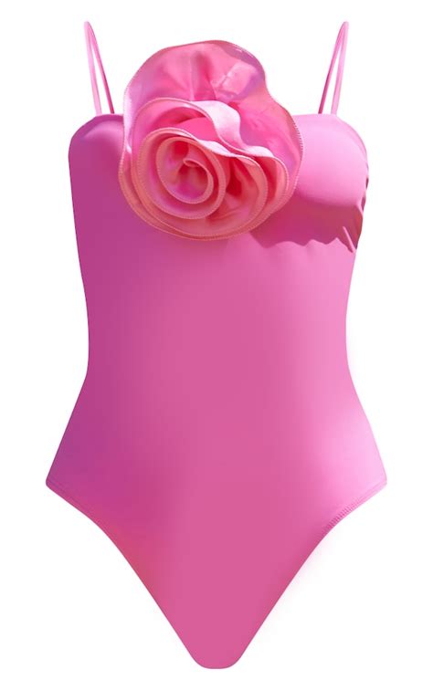 Pink Detachable Flower Swimsuit Prettylittlething Ire