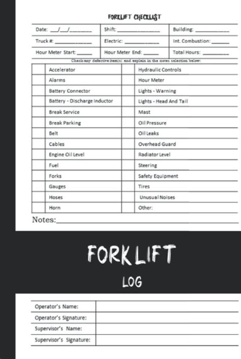 Buy Forklift Log Book With Daily Inspection 200 P Forklift Inspection