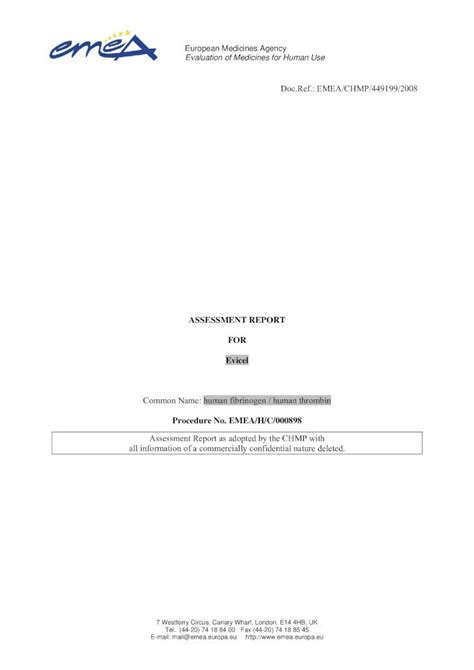 PDF ASSESSMENT REPORT FOR Evicel Ema Europa Eu Doc Ref EMEA